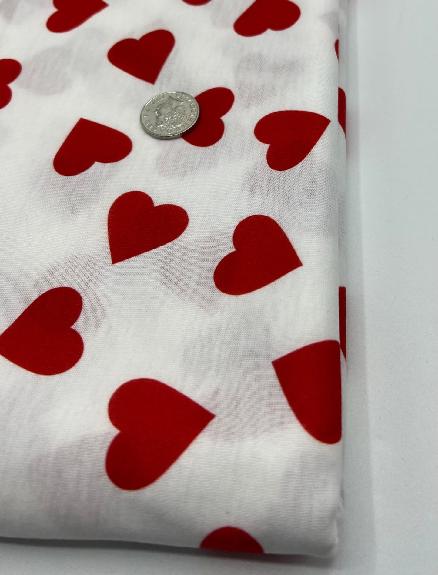 Love Heart Print Spun Poly Stretch Fabric - T9 Fabrics