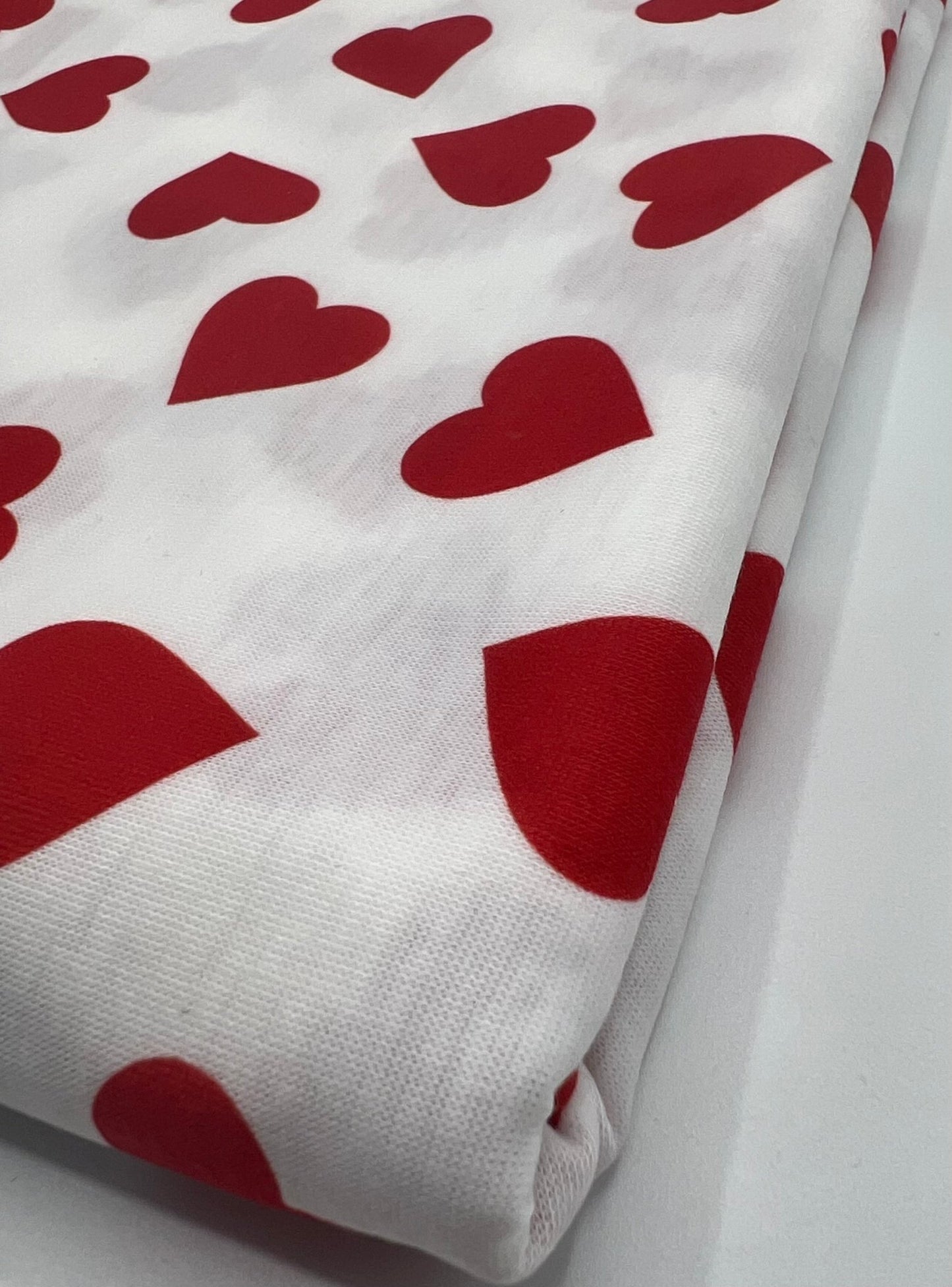 Love Heart Print Spun Poly Stretch Fabric - T9 Fabrics