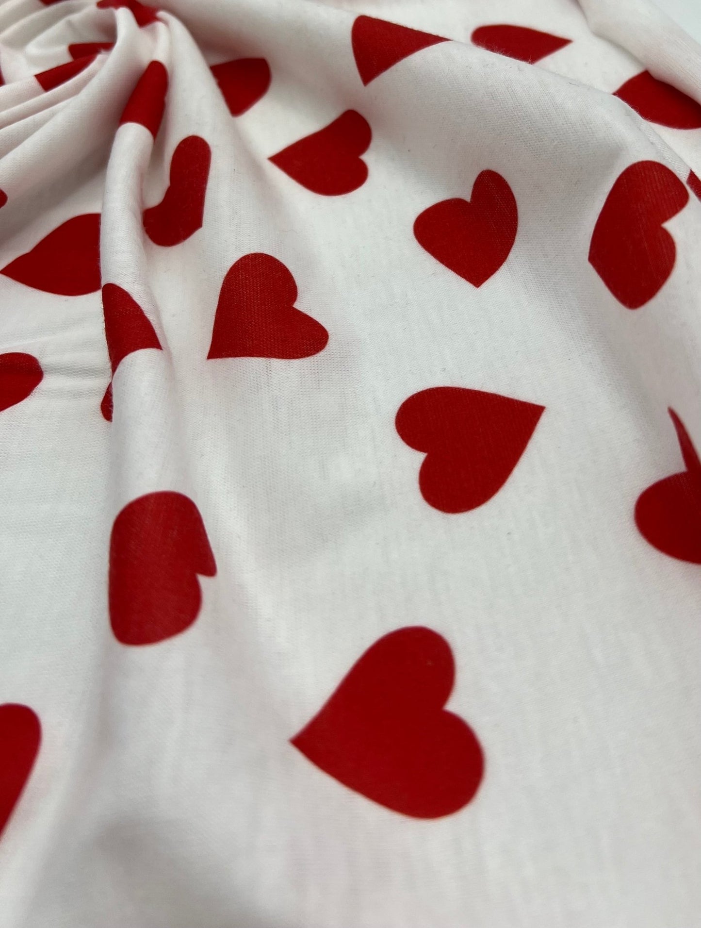 Love Heart Print Spun Poly Stretch Fabric - T9 Fabrics