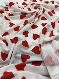 Love Heart Print Spun Poly Stretch Fabric - T9 Fabrics