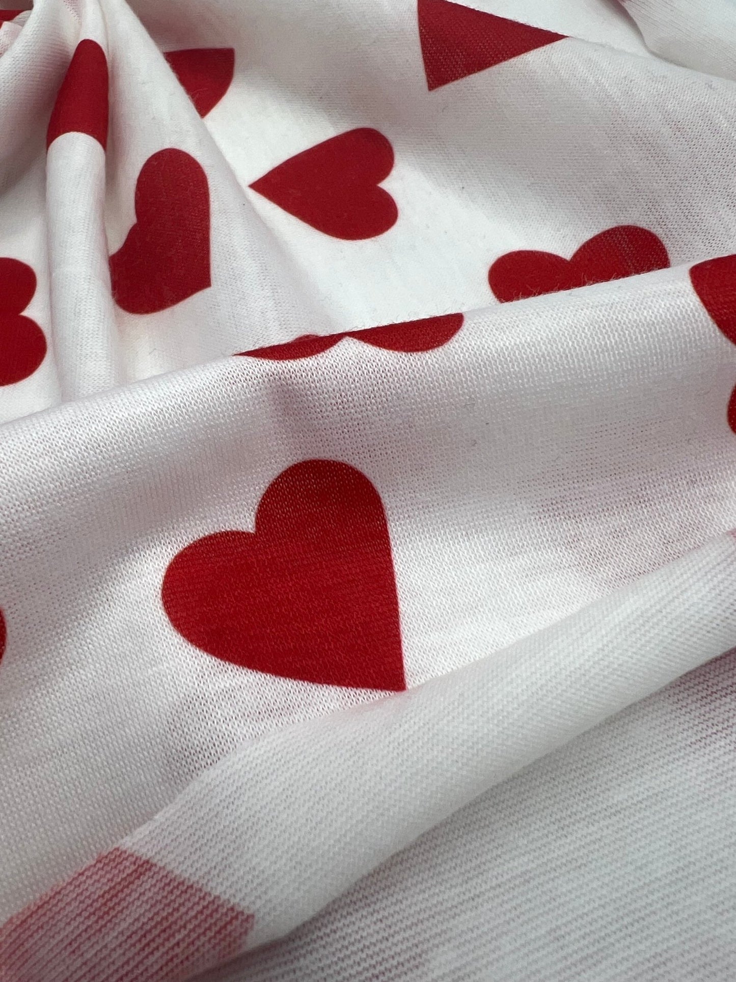 Love Heart Print Spun Poly Stretch Fabric - T9 Fabrics