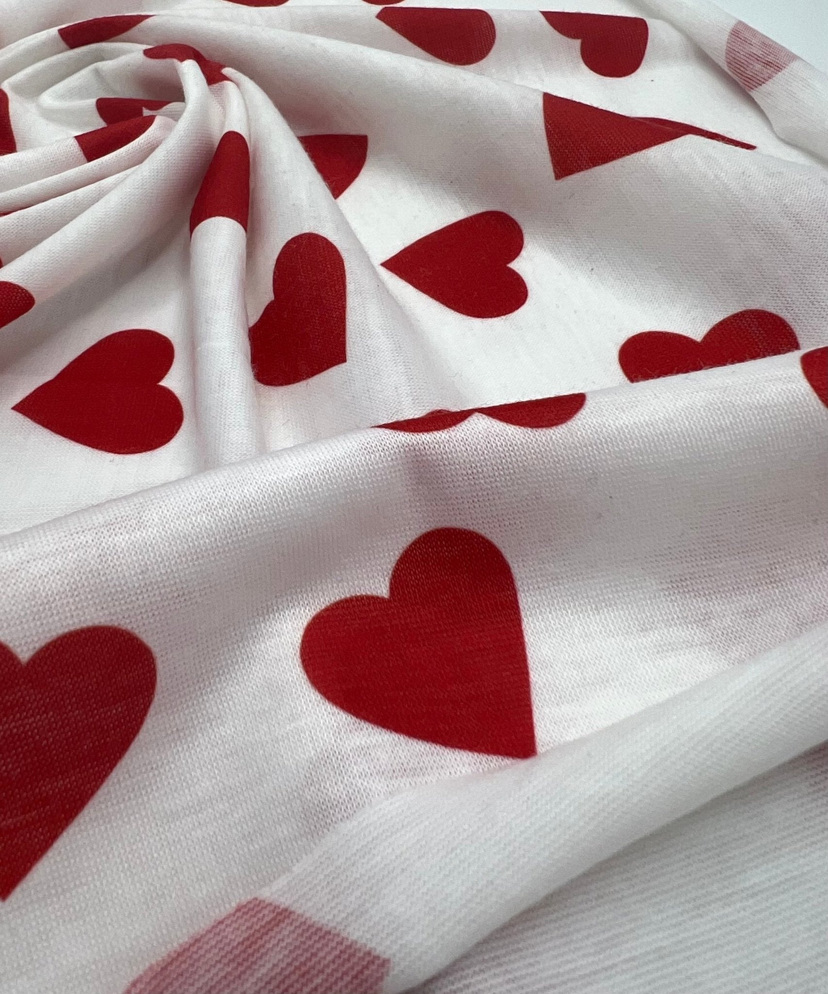 Love Heart Print Spun Poly Stretch Fabric - T9 Fabrics