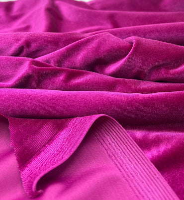 Magenta Plain Velour Spandex Stretch Fabric - T9 Fabrics