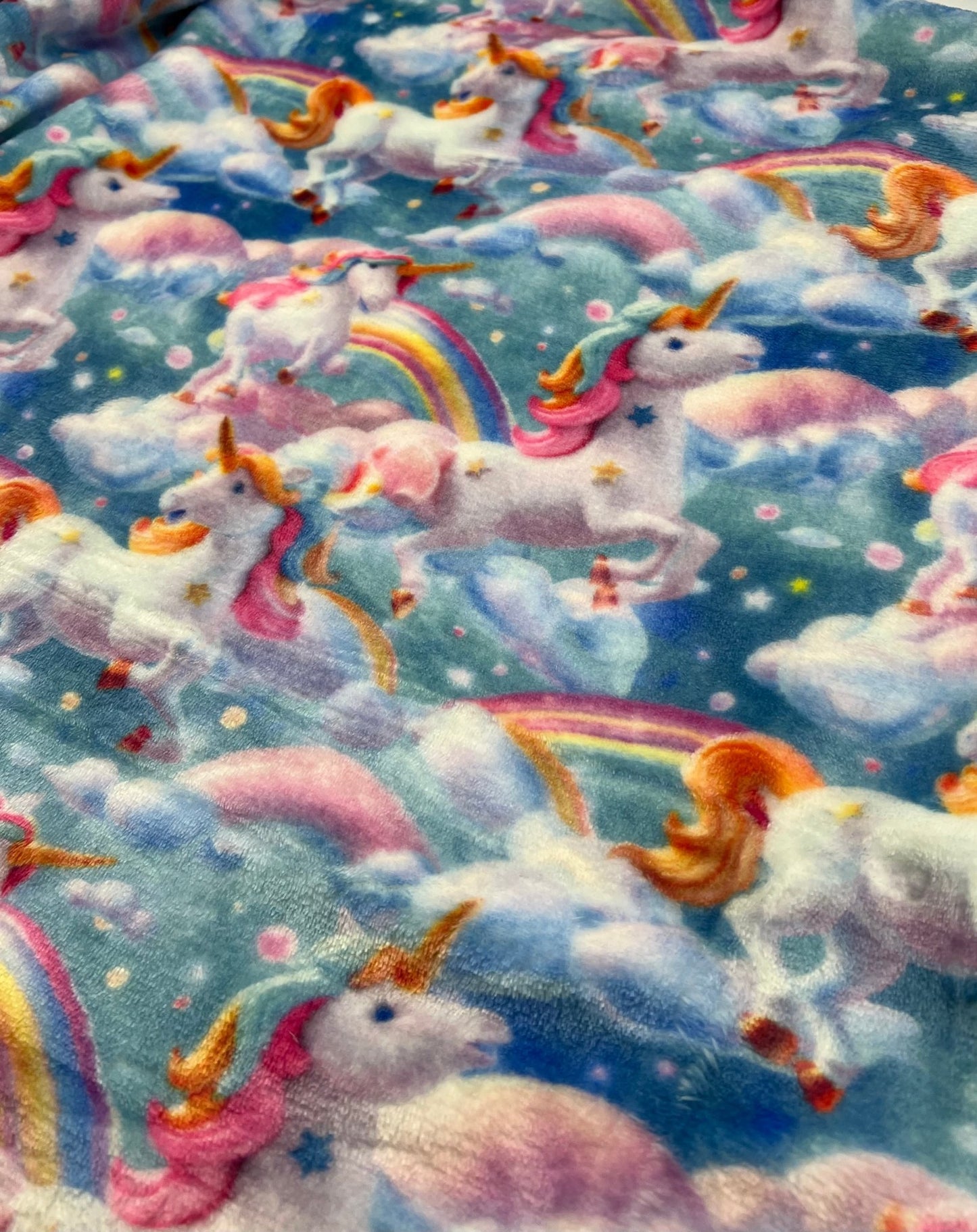 Magical Unicorns Cuddle Fleece Fabric Blanket Loungewear - T9 Fabrics