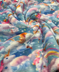 Magical Unicorns Cuddle Fleece Fabric Blanket Loungewear - T9 Fabrics