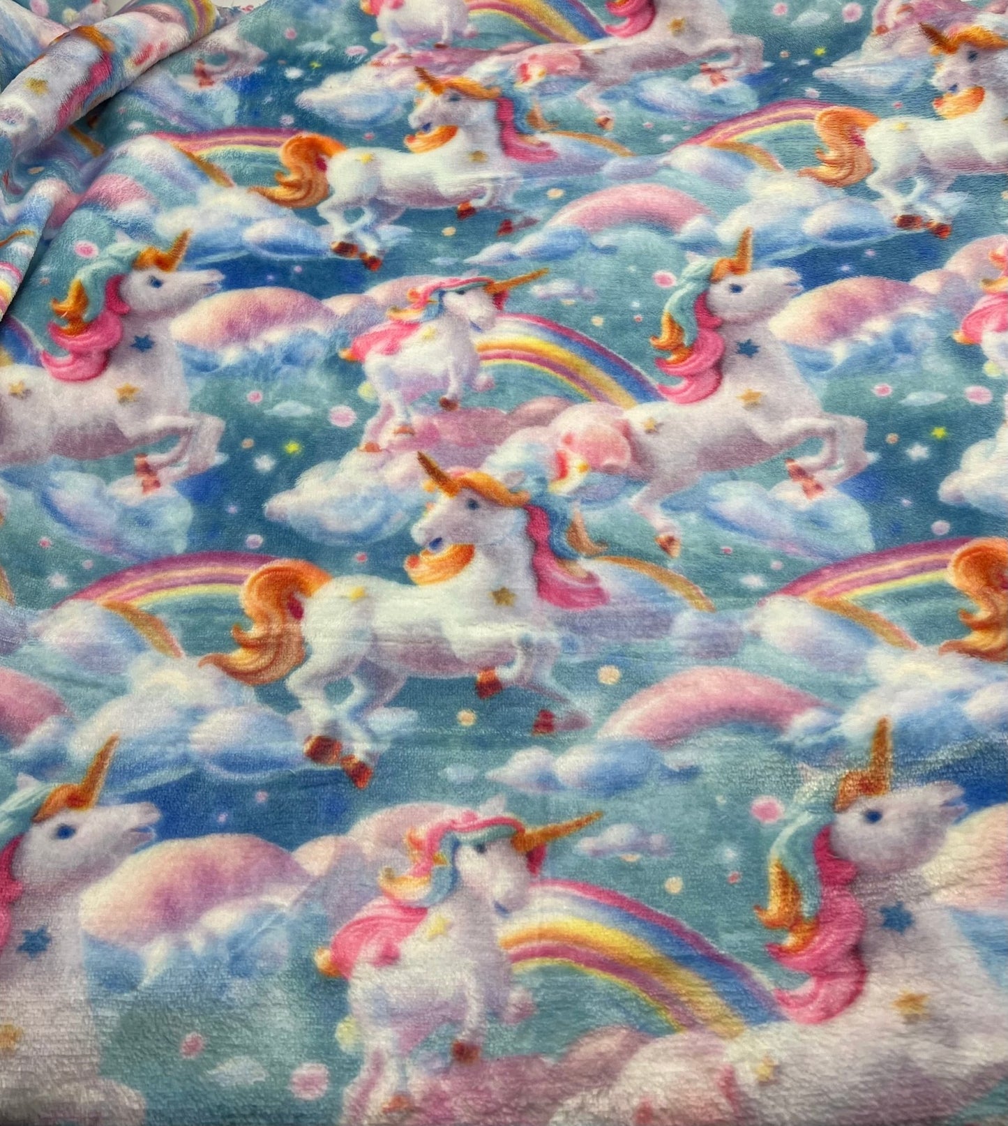 Magical Unicorns Cuddle Fleece Fabric Blanket Loungewear - T9 Fabrics