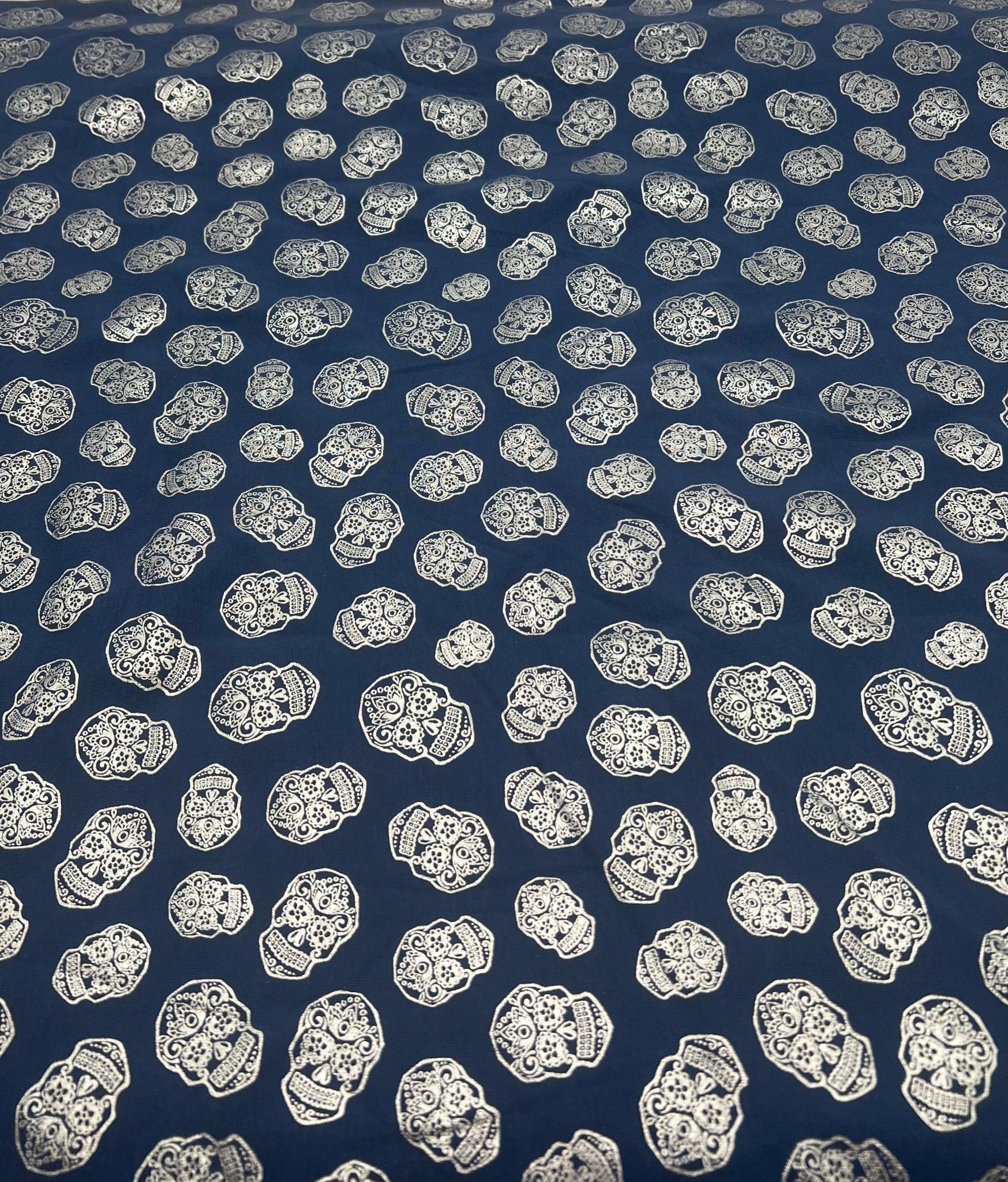 Metallic Skulls Cotton Stretch Jersey 200 GSM 95/5 Lycra 4 Way Stretch - T9 Fabrics
