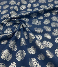 Metallic Skulls Cotton Stretch Jersey 200 GSM 95/5 Lycra 4 Way Stretch - T9 Fabrics