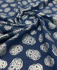 Metallic Skulls Cotton Stretch Jersey 200 GSM 95/5 Lycra 4 Way Stretch - T9 Fabrics