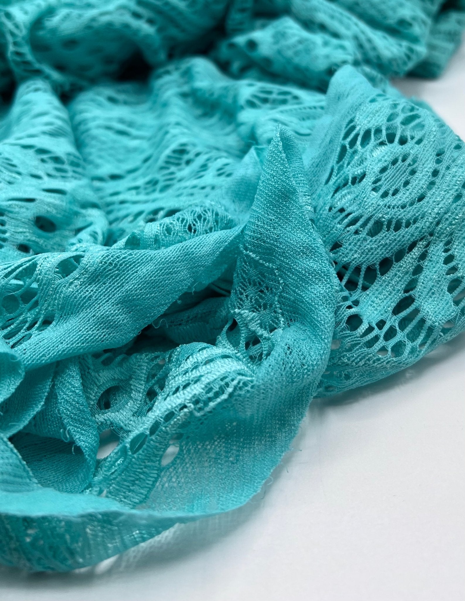 Mint Green Floral Textured Lace Fabric Stretch - T9 Fabrics