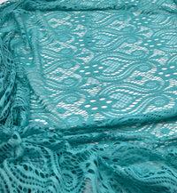 Mint Green Floral Textured Lace Fabric Stretch - T9 Fabrics