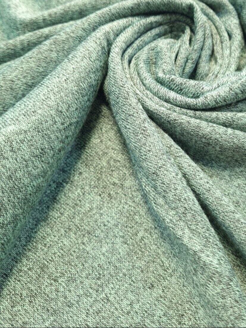 Mint Green Melange Knit Stretch Fabric - T9 Fabrics