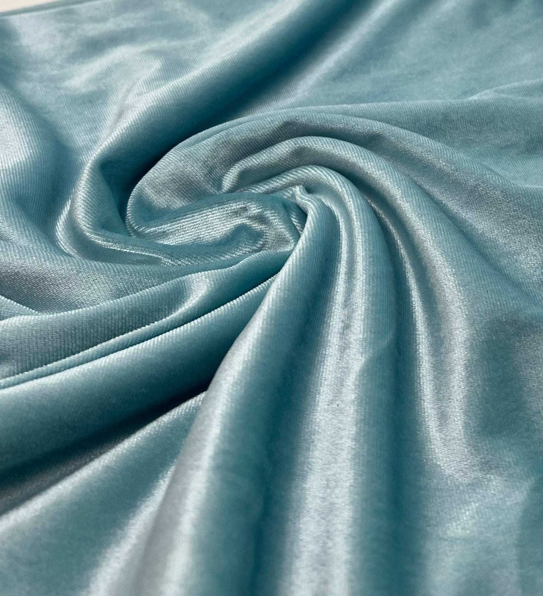 Mint Green Plain Velour Spandex Stretch Fabric - T9 Fabrics