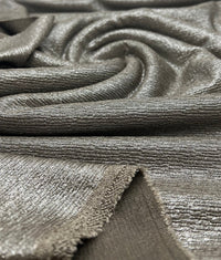 Mocha Silver Metallic Foil Rib Fabric - T9 Fabrics