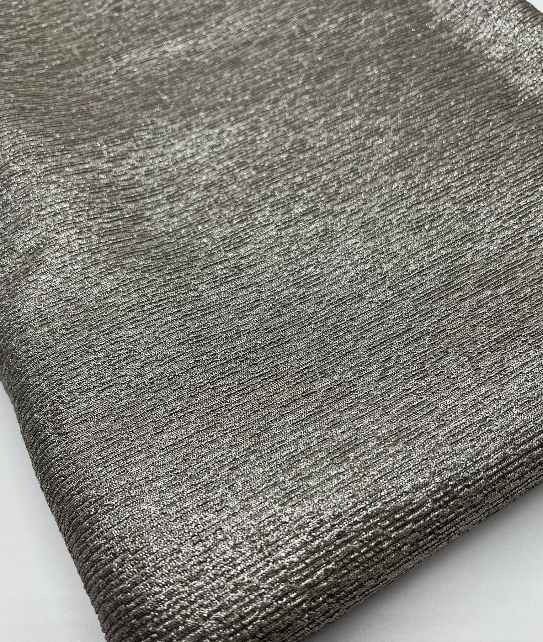 Mocha Silver Metallic Foil Rib Fabric - T9 Fabrics
