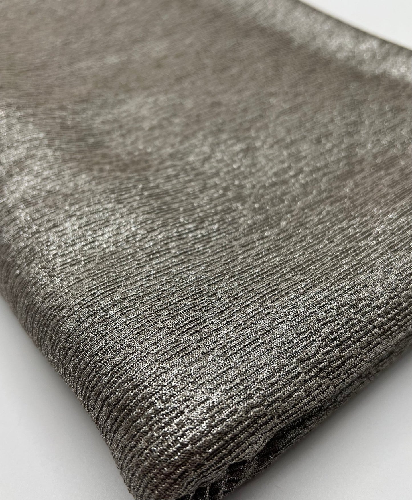 Mocha Silver Metallic Foil Rib Fabric - T9 Fabrics