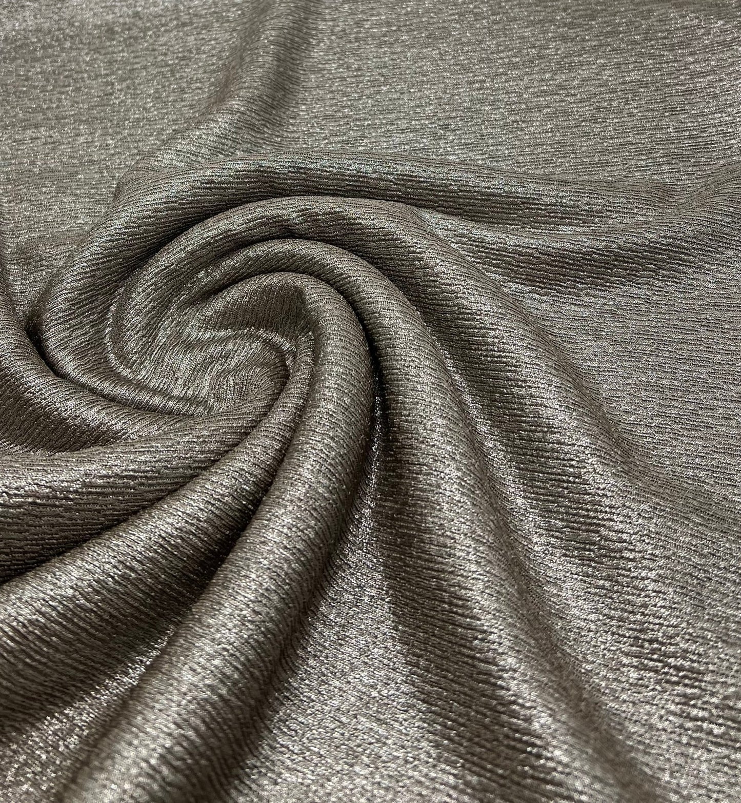 Mocha Silver Metallic Foil Rib Fabric - T9 Fabrics