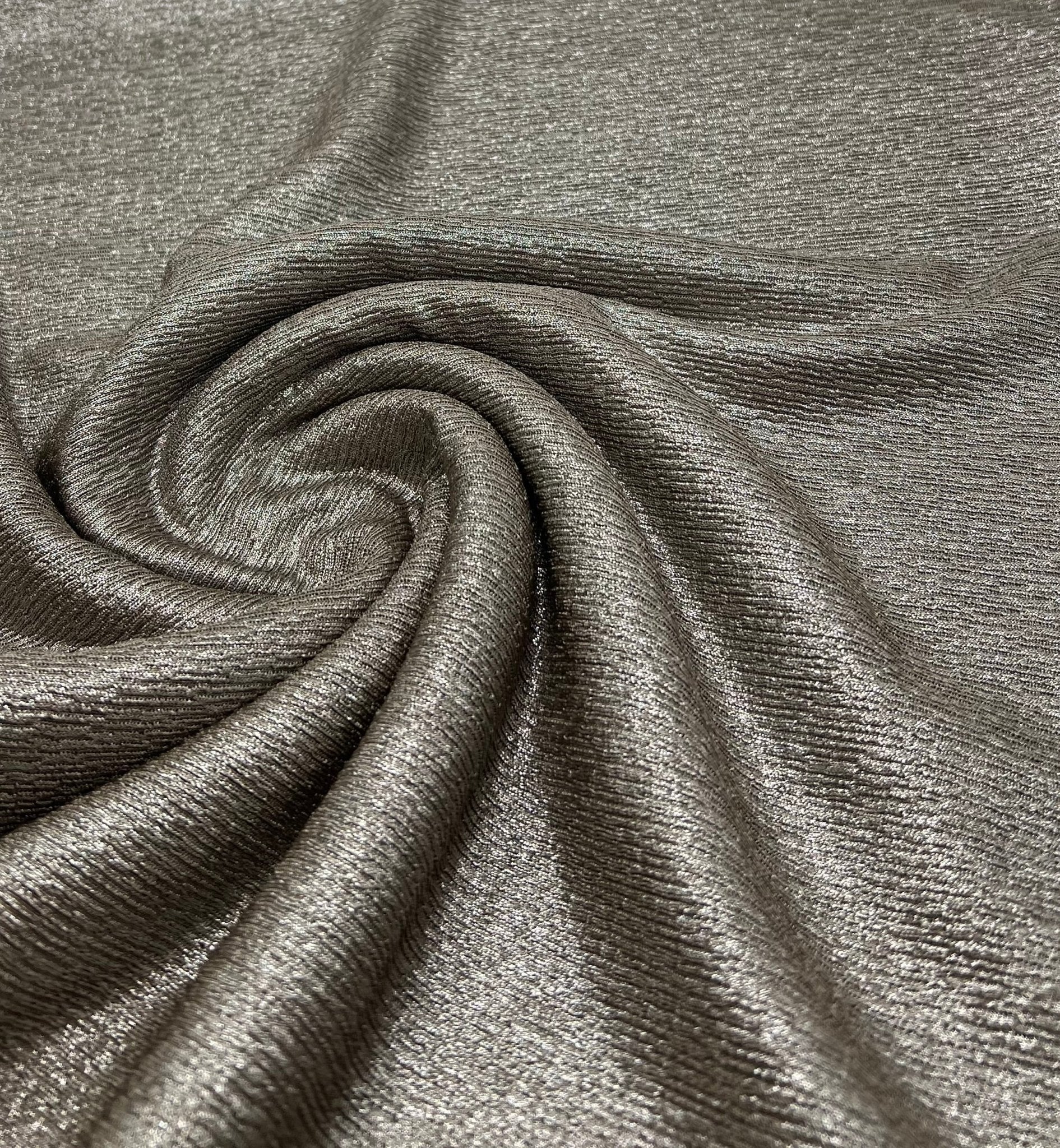 Mocha Silver Metallic Foil Rib Fabric - T9 Fabrics