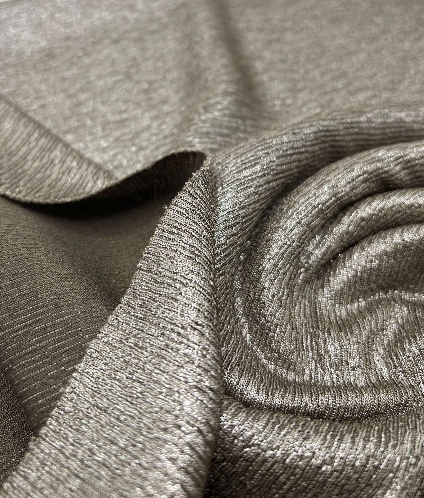 Mocha Silver Metallic Foil Rib Fabric - T9 Fabrics