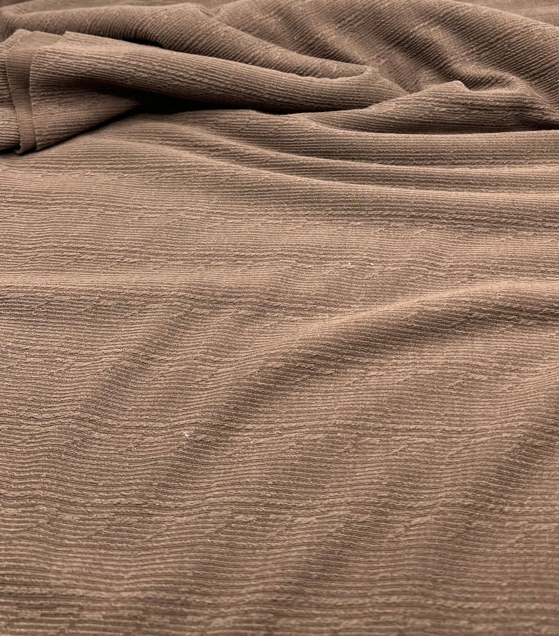 Mocha Soft Striped Textured Stretch Fabric - T9 Fabrics