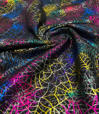 Multi Cobweb Halloween Print Mesh Fabric Stretch - T9 Fabrics