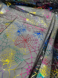Multi Cobweb Halloween Print Mesh Fabric Stretch - T9 Fabrics