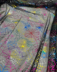 Multi Cobweb Halloween Print Mesh Fabric Stretch - T9 Fabrics