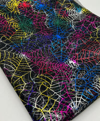 Multi Cobweb Halloween Print Mesh Fabric Stretch - T9 Fabrics