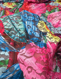 Multi Colour Vibrant Floral Lace Fabric Stretch - T9 Fabrics