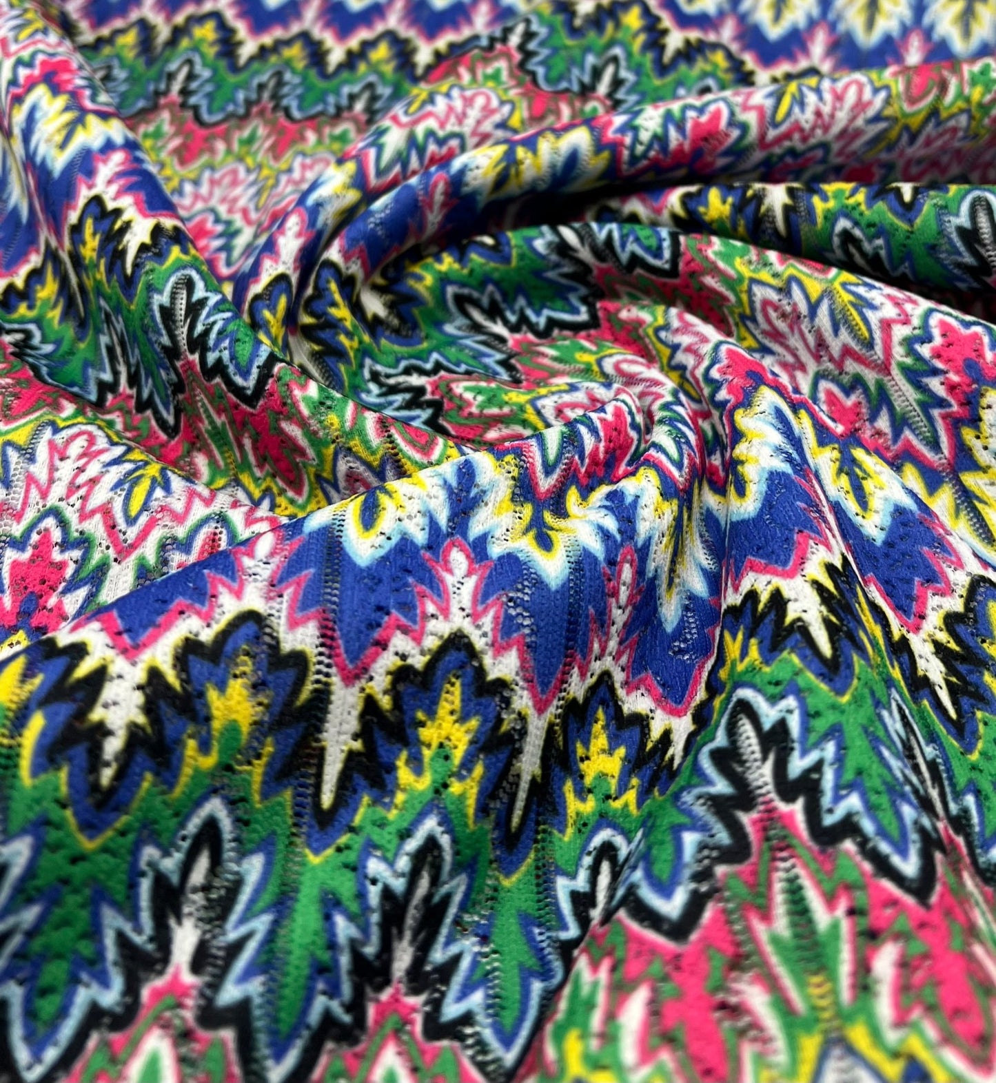 Multi Coloured Textured Net Non Stretch Woven Fabric - T9 Fabrics