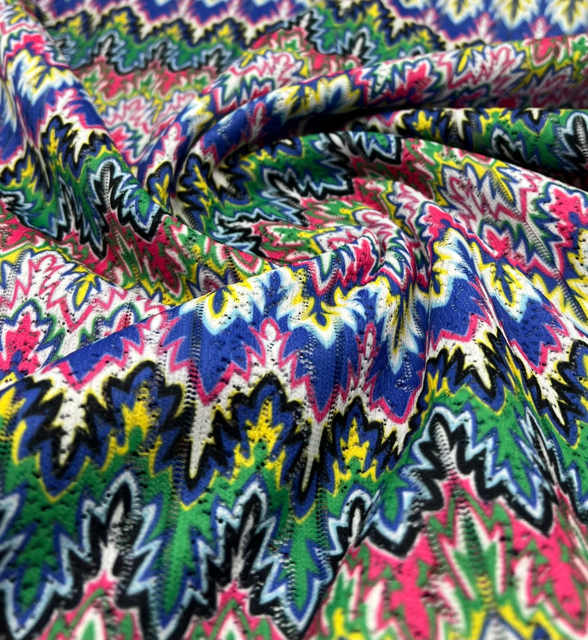 Multi Coloured Textured Net Non Stretch Woven Fabric - T9 Fabrics