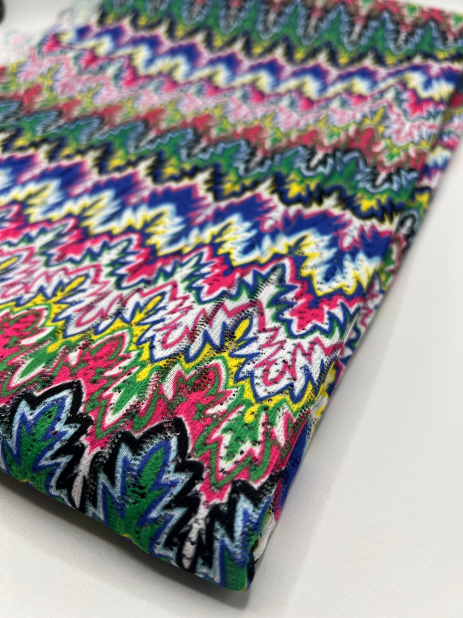 Multi Coloured Textured Net Non Stretch Woven Fabric - T9 Fabrics