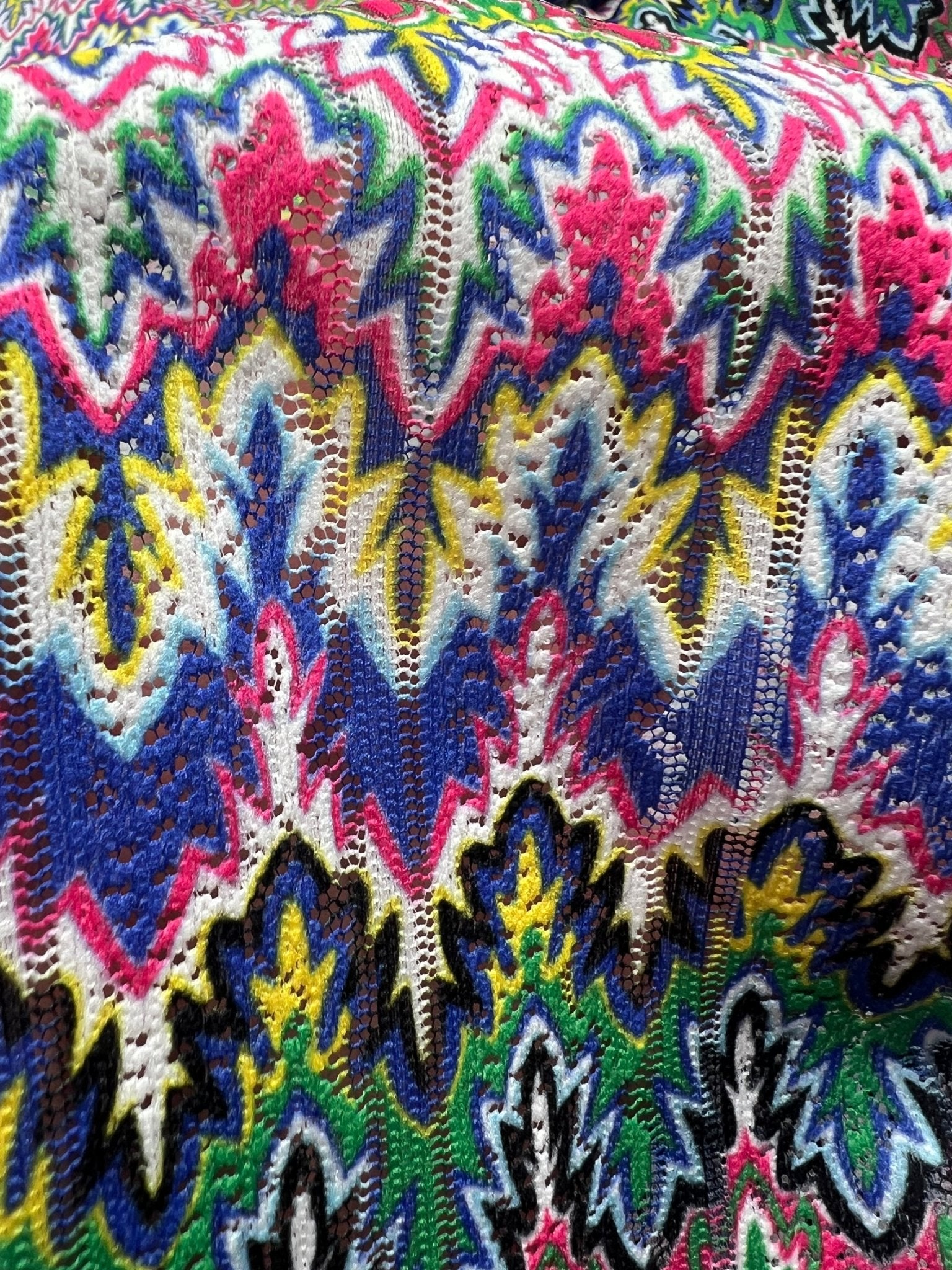 Multi Coloured Textured Net Non Stretch Woven Fabric - T9 Fabrics