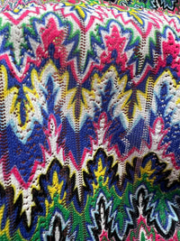 Multi Coloured Textured Net Non Stretch Woven Fabric - T9 Fabrics