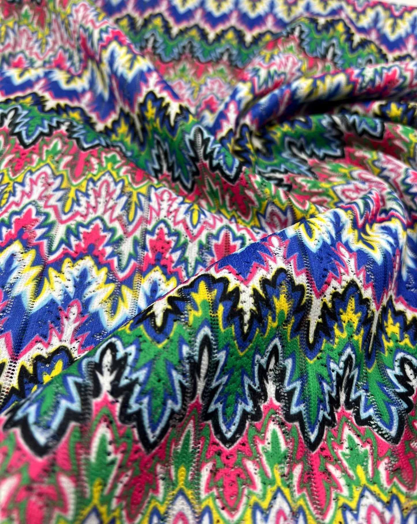 Multi Coloured Textured Net Non Stretch Woven Fabric - T9 Fabrics