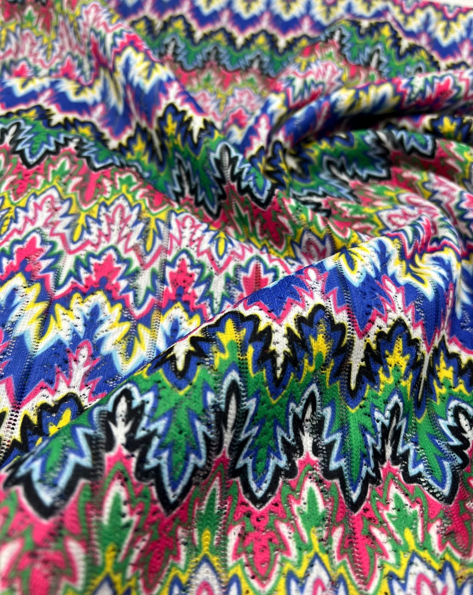 Multi Coloured Textured Net Non Stretch Woven Fabric - T9 Fabrics