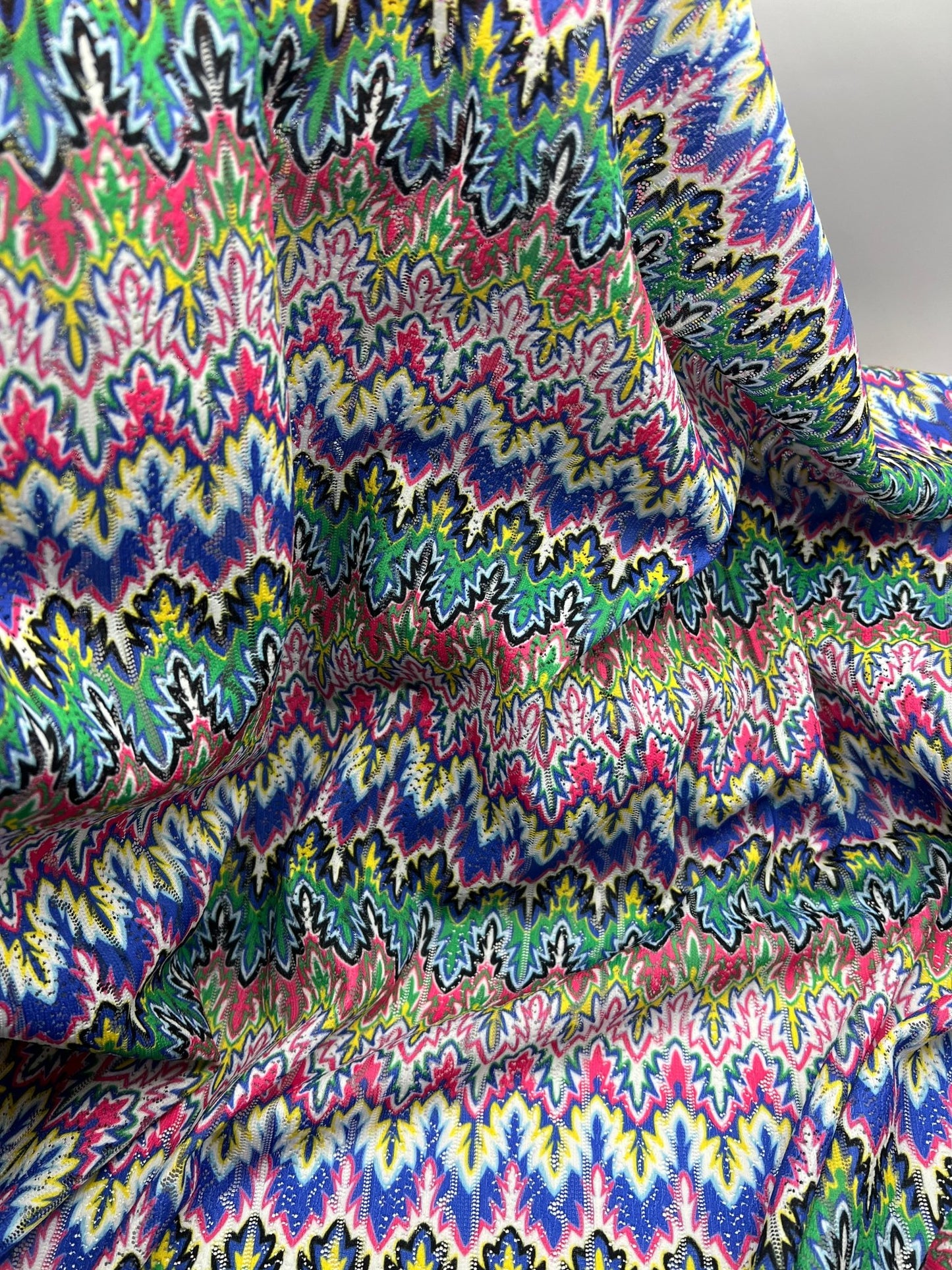 Multi Coloured Textured Net Non Stretch Woven Fabric - T9 Fabrics