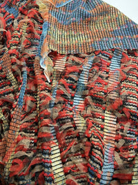 Multi Coloured Textured Tassel Fabric Stretch - T9 Fabrics