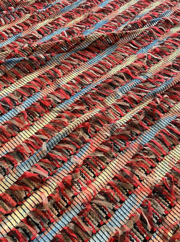 Multi Coloured Textured Tassel Fabric Stretch - T9 Fabrics