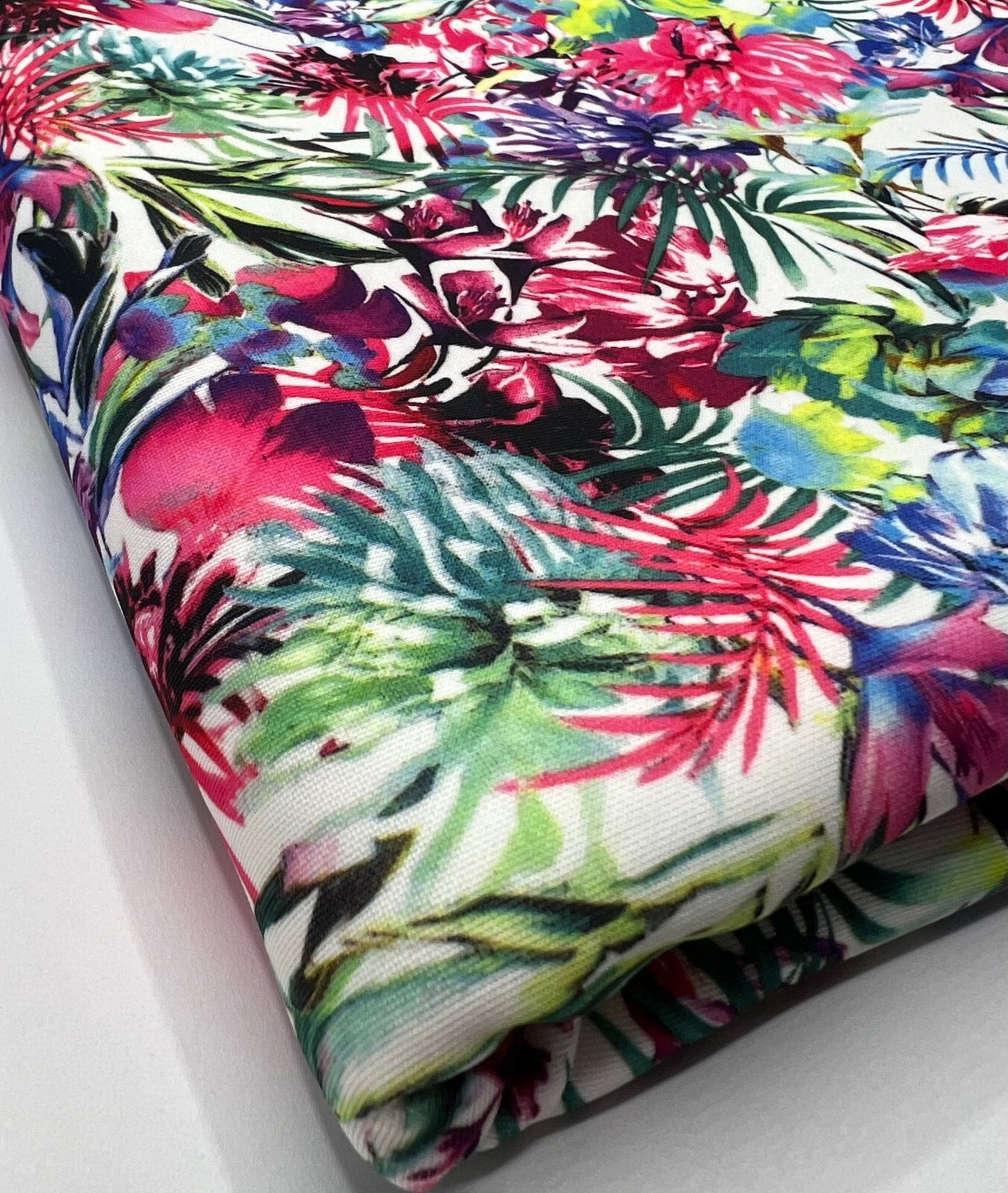 Multi Floral Printed Plain Scuba Fabric - T9 Fabrics