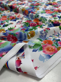 Multi Floral Printed Scuba Crepe Jersey Fabric 4 Way Stretch - T9 Fabrics