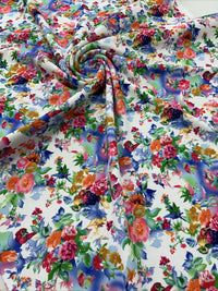 Multi Floral Printed Scuba Crepe Jersey Fabric 4 Way Stretch - T9 Fabrics