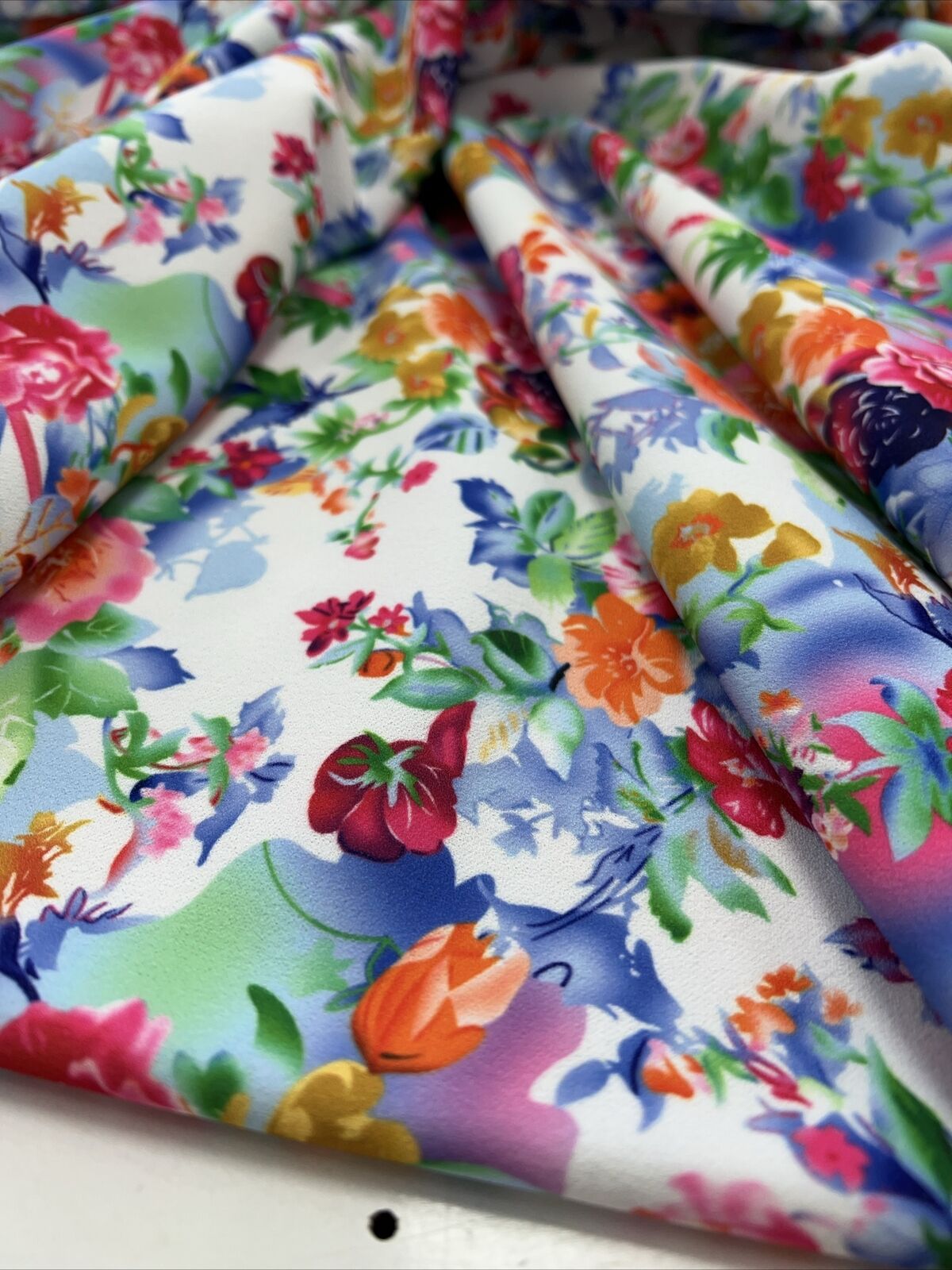 Multi Floral Printed Scuba Crepe Jersey Fabric 4 Way Stretch - T9 Fabrics