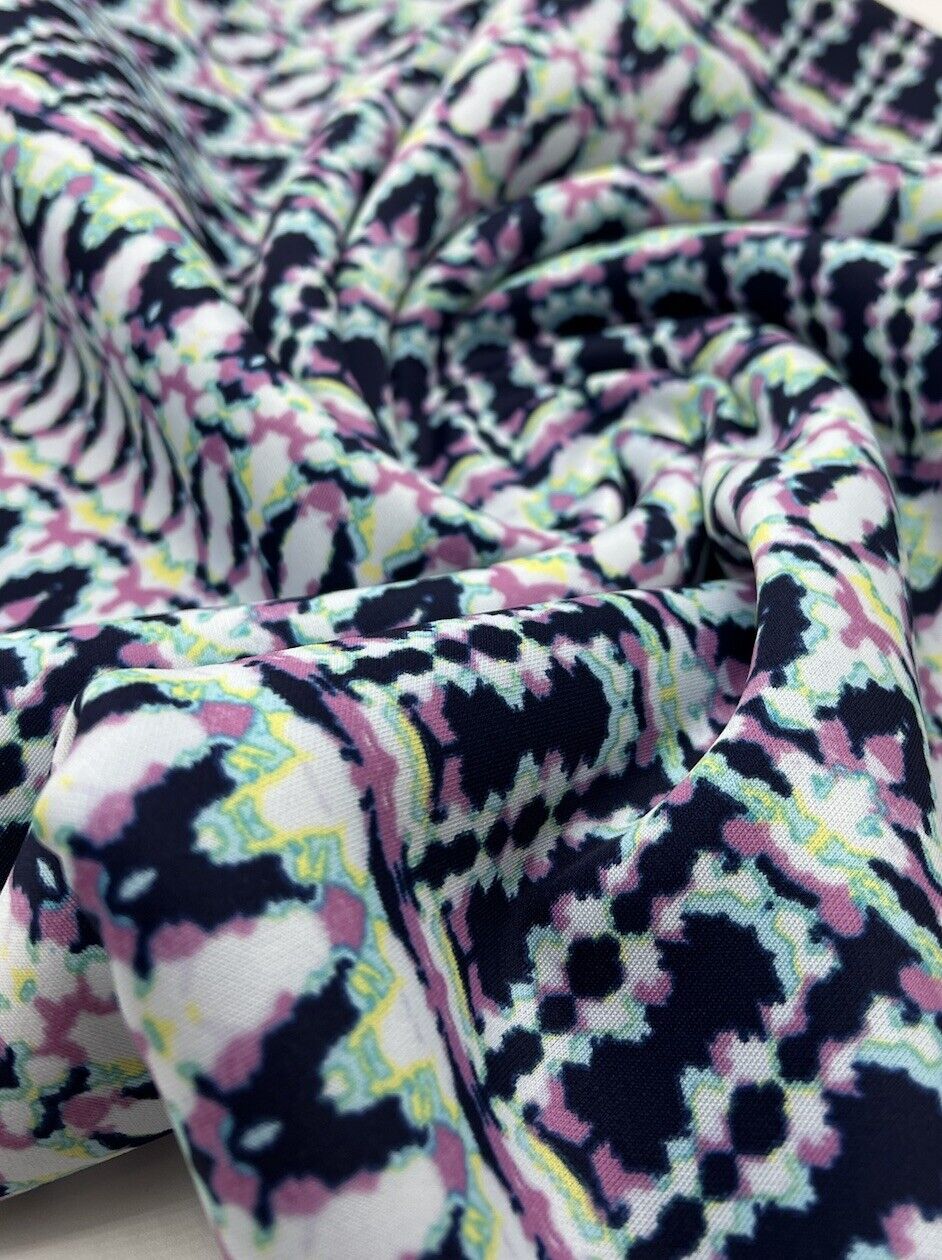 Multi Zig Zag Printed Plain Scuba Fabric - T9 Fabrics