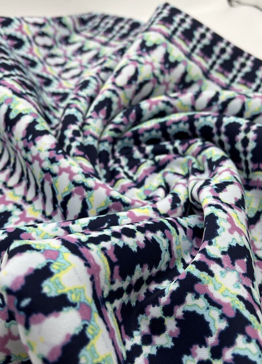 Multi Zig Zag Printed Plain Scuba Fabric - T9 Fabrics