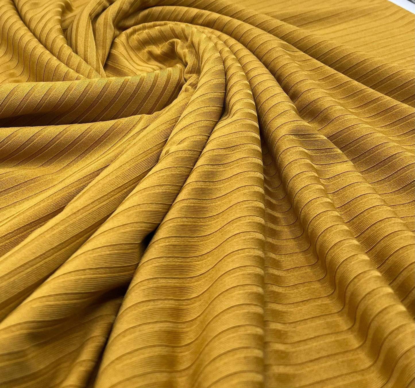 Mustard 8x4 Wide Rib Stretch Fabric - T9 Fabrics