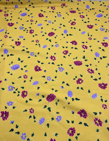 Mustard Floral Ditsy Printed Scuba Crepe Jersey Fabric 4 Way Stretch - T9 Fabrics