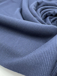 Navy 2X1 Fine Rib Stretch Fabric - T9 Fabrics