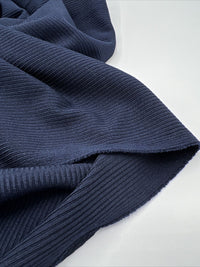 Navy 2X1 Fine Rib Stretch Fabric - T9 Fabrics