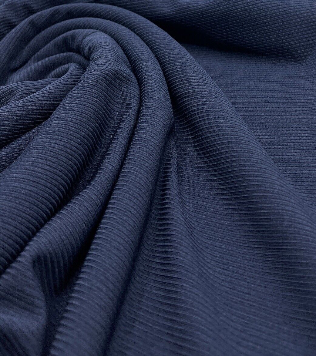 Navy 2X1 Fine Rib Stretch Fabric - T9 Fabrics